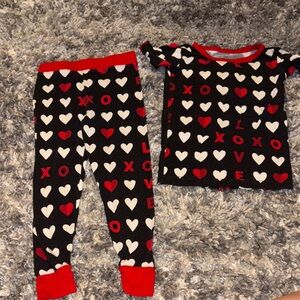 Heart Pattern Kids Pajamas - Black and Red bamboo little sleepies